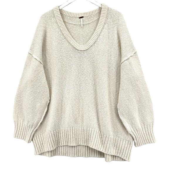 Free People Sweaters - Free People Brookside Oversized Slouchy Knit Tunic Sweater Scoop Neck Size Large